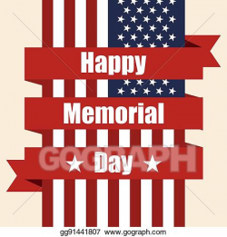 Vector Stock - Flag of usa to memorial day with ribbon. vector ...