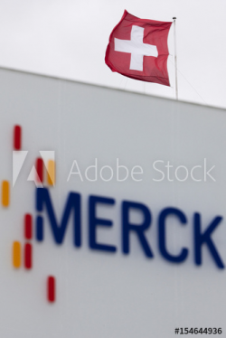 A logo of bio pharmaceutical company Merck Serono SA is ...