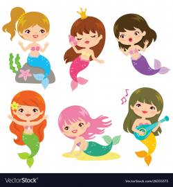 Colorful mermaid clipart set