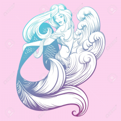 Drawn Mermaid realistic 8 - 1300 X 1300 Free Clip Art stock ...