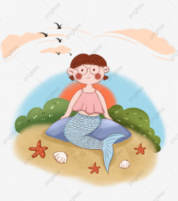 A Mermaid Sitting On A Stone, Mermaid Clipart, Mermaid, Fish ...