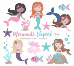 Mermaids, Mermaids Clipart, Mermaid Graphics, Mermaids, Sea Creatures,  Princess Clipart, Ocean Graphics, Under the Sea Clipart, Clipart