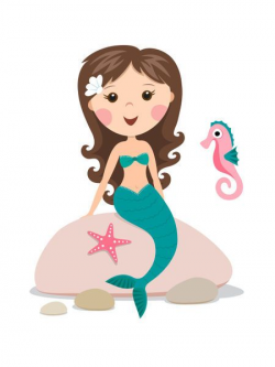 Cartoon Mermaid | Cute cartoon mermaid with seahorse\