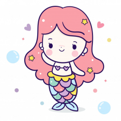 Cute mermaid girl cartoon kawaii character Vector | Premium Download
