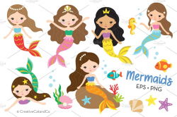 Mermaid Princess Vector PNG Clipart