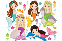 Vector Mermaids Clipart