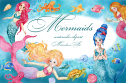 Mermaids. watercolor clipart