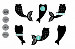 Mermaid Tail SVG, Mermaid Monogram SVG, Mermaid Svg, Mermaid Tail Clipart,  Fish Svg, Mermaid Silhouette, Cricut Files, svg, dxf, eps, png.