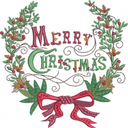 Fancy Merry Christmas Embroidery Design