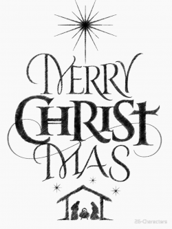 Merry christmas black and white religious christian calligraphy ...