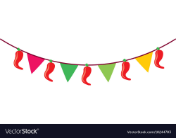 Mexican garland with banner and chili pepper