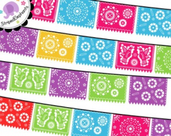 Mexican Banners Clip Art - Papel Picado Clipart