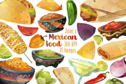 Watercolor Mexican Food Clipart