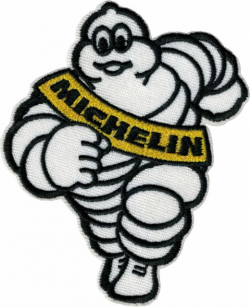 9991 White Running Michelin Man Iron On Patch Tires Novelty Car Truck Icon  Logo