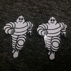 Details about Pair of small 7.5x5cm MICHELIN man-bibendum vertical logo  stickers (Free S/H)