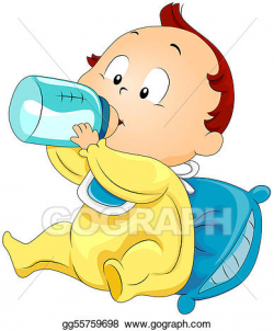 Stock Illustration - Baby drinking milk. Clipart Drawing ...