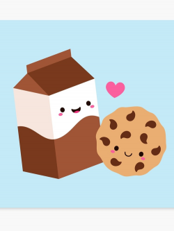Kawaii Chocolate Milk Carton and Cookie | Canvas Print