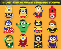 12 Despicable Me Minions Superhero Clipart , Disney ,Digital ...