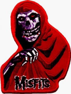 The Misfits - Red Crimson Ghost with Logo (Skeleton with Bony Hand & Logo)  - Embroidered Iron On or Sew On Patch