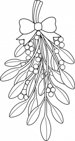 Christmas Mistletoe Line Art - Free Clip Art | Christmas ...