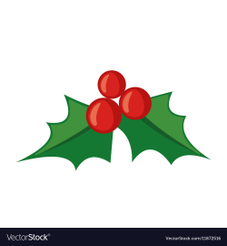 Christmas mistletoe icon in flat style
