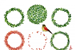 Christmas Watercolor Clipart, holiday wreath, mistletoe By ...