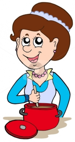 Cartoon Mother Cooking - Clip Art Bay