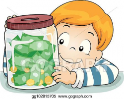 Vector Art - Kid boy jar money illustration. Clipart Drawing ...