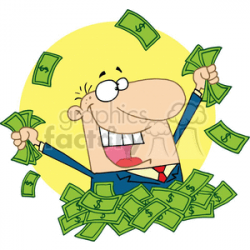 Man in a pile of money clipart. Royalty-free clipart # 377200