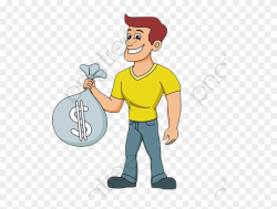 A Cartoon Man Holding A Pocket Bag, Cartoon, Hand Money, - Cartoon ...