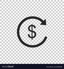 Refund money icon on transparent background