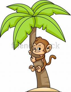 Monkey Climbing Palm Tree | Vector Toons | Monkey, Vector clipart ...