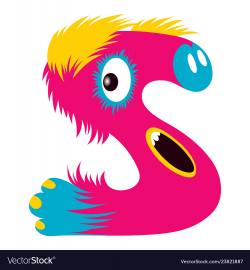 Cartoon capital letter s from monster alphabet