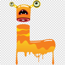 Cartoon handwriting monster letter l transparent background ...