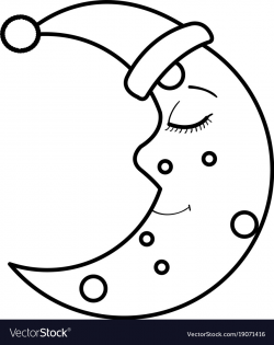 Moon night with sleeping hat character