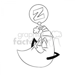 rocky the cartoon moon character sleeping black white clipart. Royalty-free  clipart # 397899