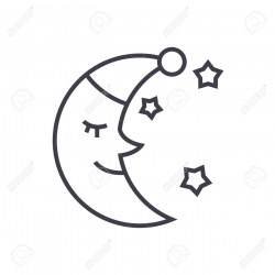 Sleeping Moon Clipart Black And White
