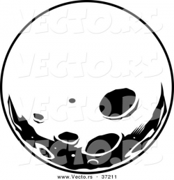 Retro Vector of Moon with Deep Craters - Black and White ...