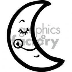 black white cartoon moon image clipart. Royalty-free clipart # 405206