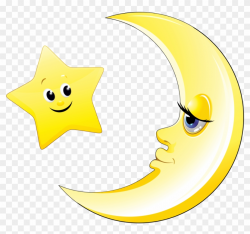 Transparent Cute Moon And Star Clipart Picture - Moon And Star ...