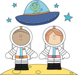 Astronauts and UFO on the moon. | Space Clip Art | Astronaut ...