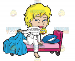 A Woman With Bed Head Getting Out Of Bed In The Morning