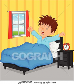 Vector Art - Little boy wake up in the morning. Clipart ...
