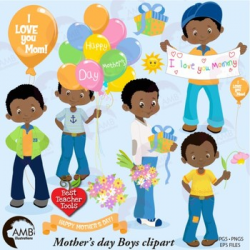 Mothers Day Clipart, Boy Clipart, African American {Best Teacher Tools}  AMB-1920