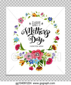 Vector Art - Happy mothers day greeting card on transparent ...