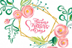 Happy Mothers day hand lettering text with beautiful watercolor ...