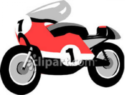 Red and Black Racing Motorcycle - Royalty Free Clipart Picture