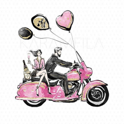 Pink Valentines Day Clipart Motorcycle Wedding Clipart St | card ...