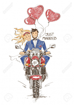 Motorcycle clipart just married #3 | wedding | Motorcycle couple ...