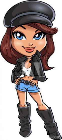 Biker chick girl woman motorcycle clipart cartoon vector - Buy this ...